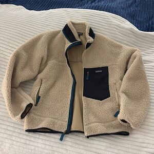 New Patagonia Retro-X Full Zip Fleece Jacket Windbreaker Beige sz M